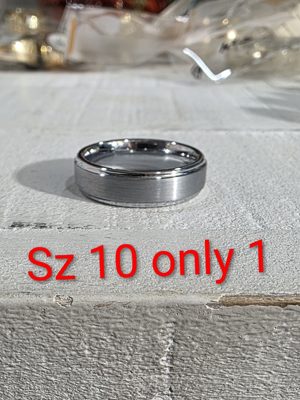 Men's Brushed Titanium Silver Wedding Band - Size 10